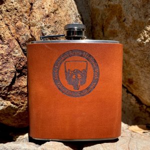 Flask- Leather Wolf Head