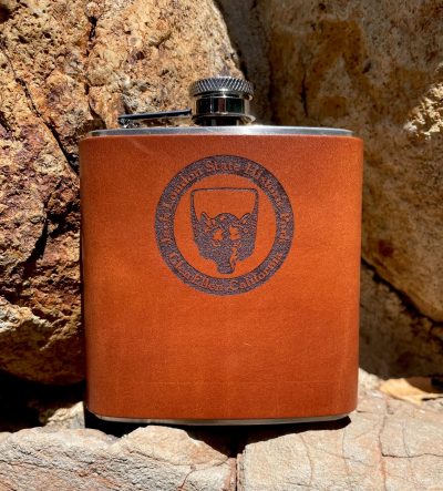 Flask- Leather Wolf Head